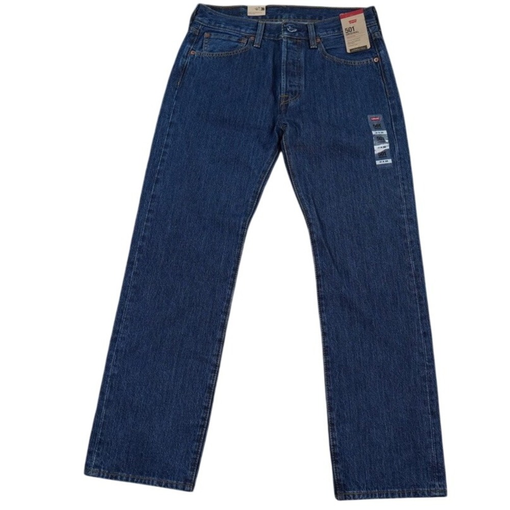 Levis 501 Original Jeans Mens 31x30‎ Blue Streetwear Workwear Biker Logo NWT